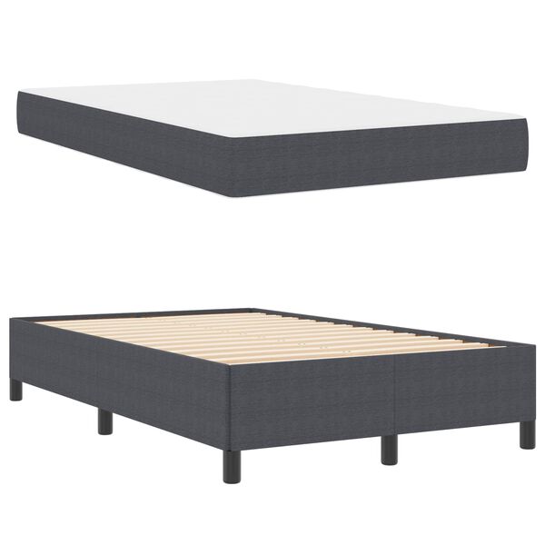 vidaXL Bed Frame with Mattress Dark Grey 120 x 190 cm Fabric