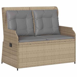 vidaXL Garden Bench with Cushion Beige Poly rattan