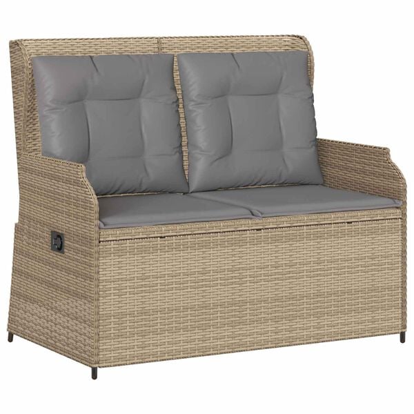 vidaXL Garden Bench Beige Poly Rattan