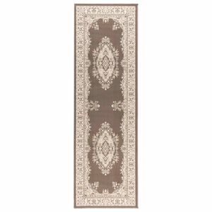 vidaXL Runner Rug FLORNES Woven Taupe Pattern 67 x 150 cm PP 7 mm