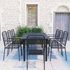 vidaXL 9 Piece Garden Dining Set Black Glass and Steel