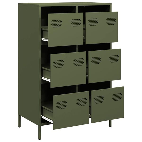 vidaXL Highboard Olive Green 68x39x101.5 cm Steel