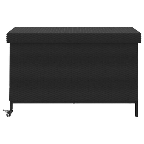 vidaXL Garden Storage Box with Wheels Black 110x55x73 cm Poly Rattan