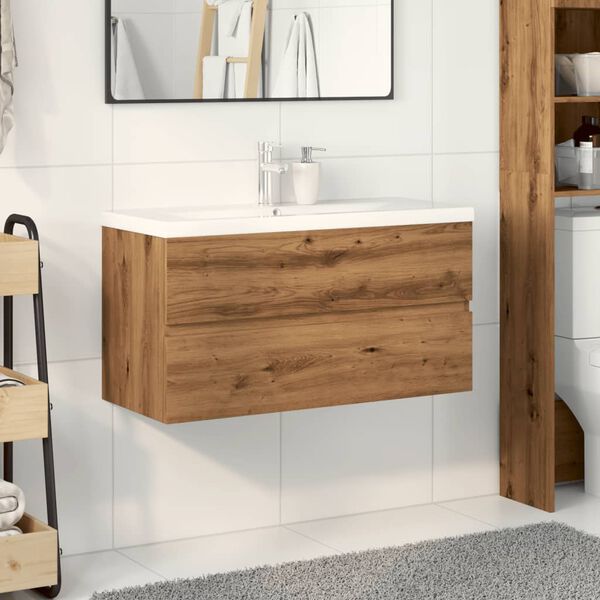 vidaXL Sink Cabinet with Built-in Basin Artisan Oak