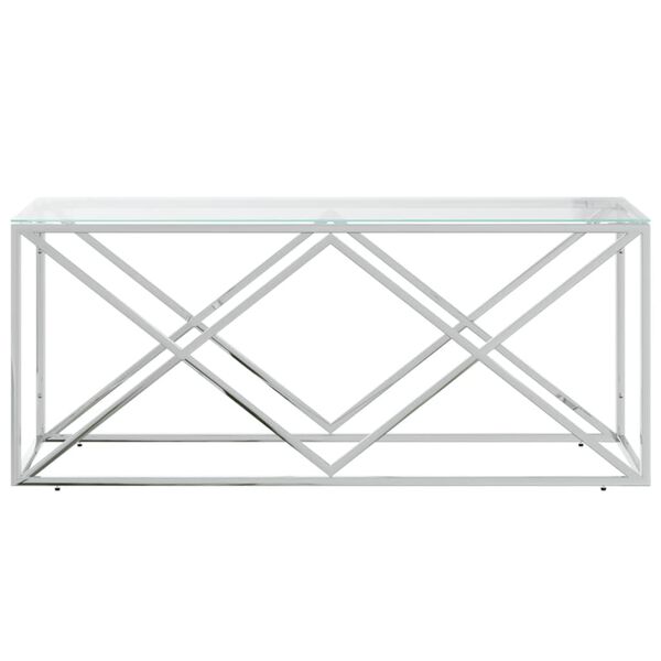 vidaXL Coffee Table 110x45x45 cm Stainless Steel and Glass