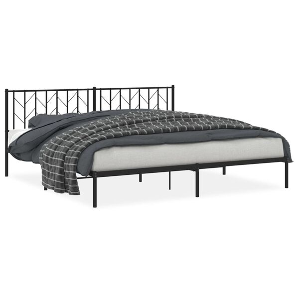 vidaXL Metal Bed Frame without Mattress with Headboard Black 200x200cm