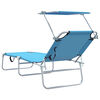 vidaXL Sun Lounger Folding 2-person 2 pcs Blue 58 x 188 x 77cm Fabric