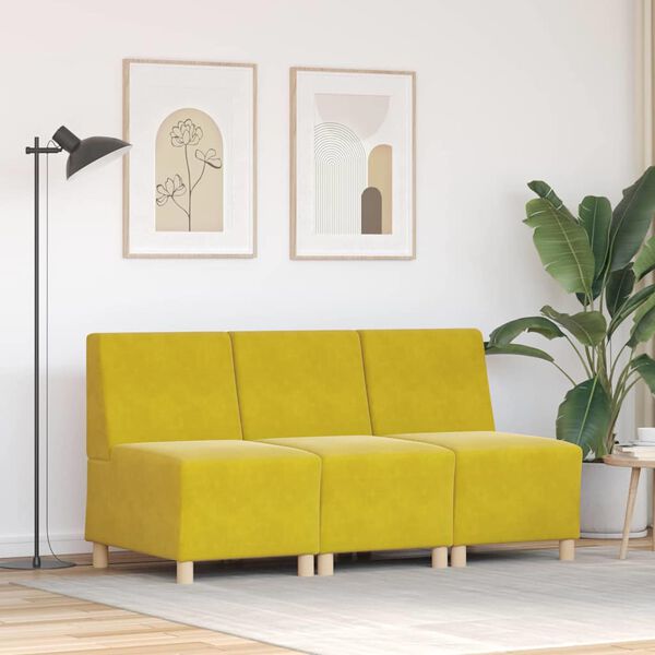 vidaXL Modular Sofa Unit Armless 3 pcs Yellow 55 x 74 x 82 cm Velvet