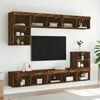 vidaXL TV Cabinets with LED Lights 2 pcs Smoked Oak 80x30x30 cm