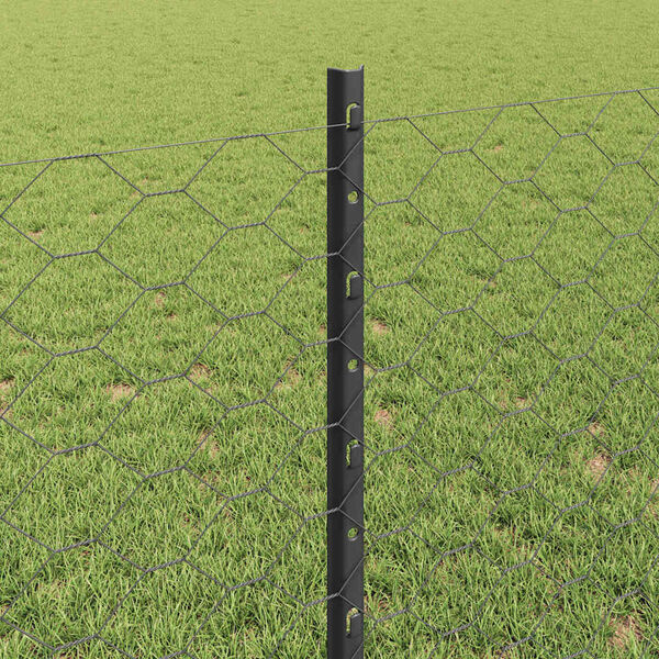 vidaXL Fence with Post Grey 0.8 x 10 m Steel and PVC