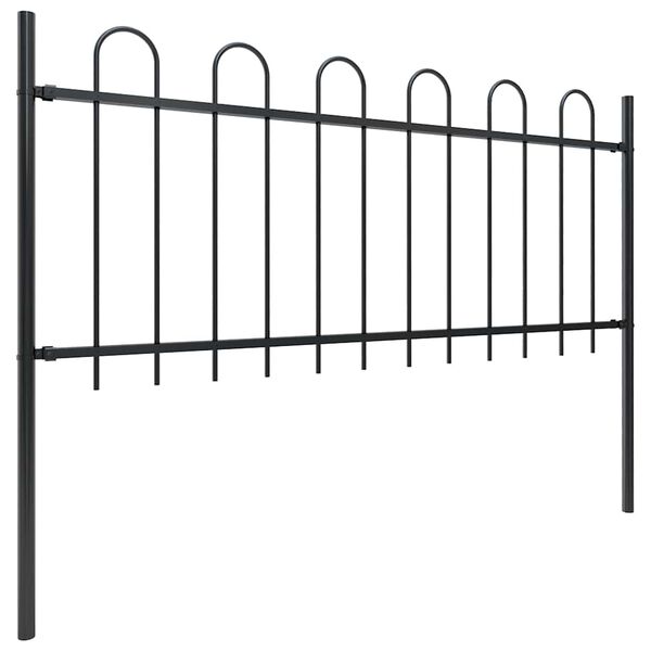 vidaXL Garden Fence with Hoop Top Steel 181x80 cm Black