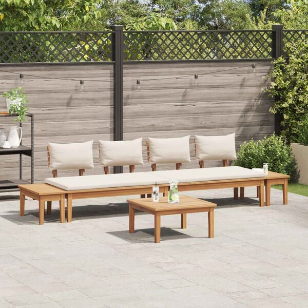 vidaXL Garden Sofa Set 5 pcs Brown and Cream