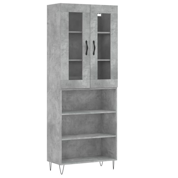 vidaXL Highboard Concrete Grey 69.5x34x180 cm Engineered Wood