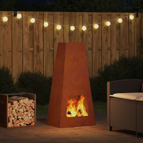 vidaXL Fire Pit Brown 50 x 35 x 100 cm Weathering Steel