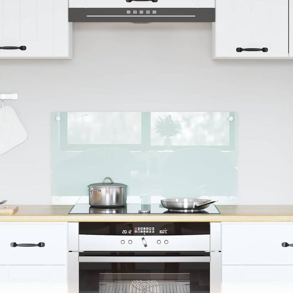 vidaXL Kitchen Backsplash White 80 x 40 cm Tempered Glass