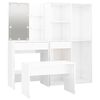 vidaXL Dressing Table Set with LED High Gloss White Engineered Wood