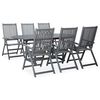 vidaXL 7 Piece Outdoor Dining Set Solid Acacia Wood Grey