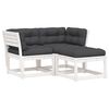 vidaXL 3 Piece Garden Sofa Set with Cushions White Solid Wood Pine