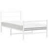 vidaXL Metal Bed Frame without Mattress with Footboard&nbsp;White 107x203cm