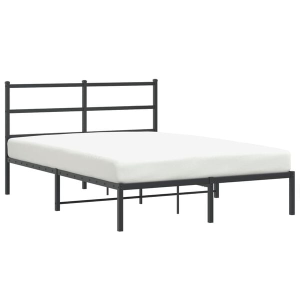 vidaXL Metal Bed Frame without Mattress with Headboard Black 140x200cm