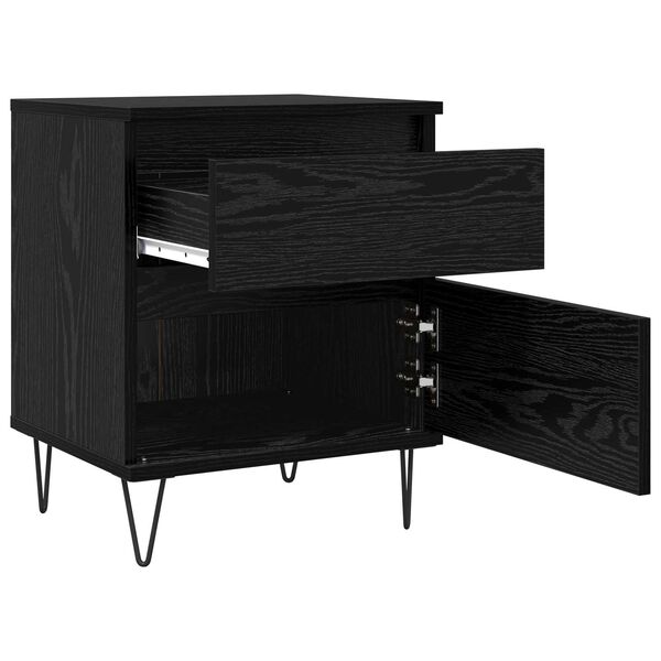 vidaXL Bed Cabinet Black Oak 40 x 35 x 50 cm Engineered Wood