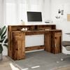 vidaXL Desk with LED Lights Old Wood 160x55x91 cm Engineered Wood