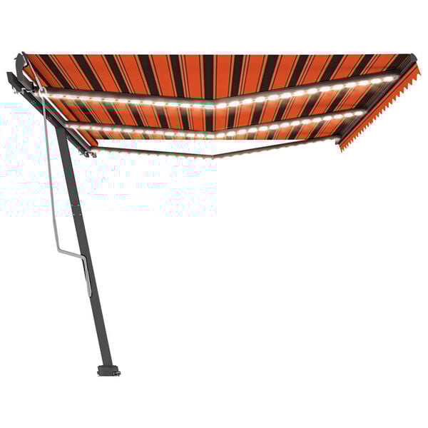 vidaXL Manual Retractable Awning with LED 600x350 cm Orange and Brown
