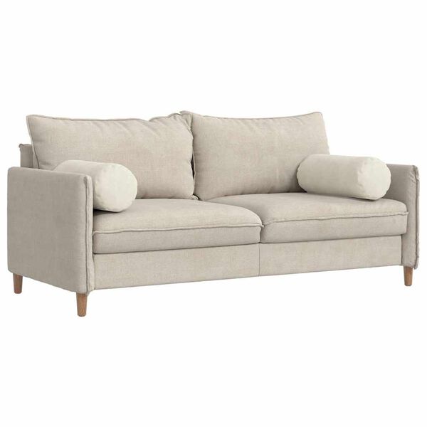 vidaXL Bolster Pillows 2 pcs Cream Ø 25 x 70 cm Corduroy Fabric