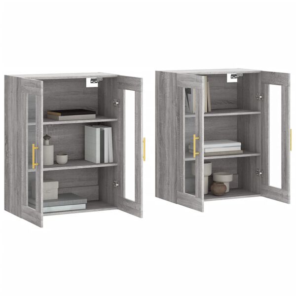 vidaXL Wall Mounted Cabinets 2 pcs Grey Sonoma Engineered Wood