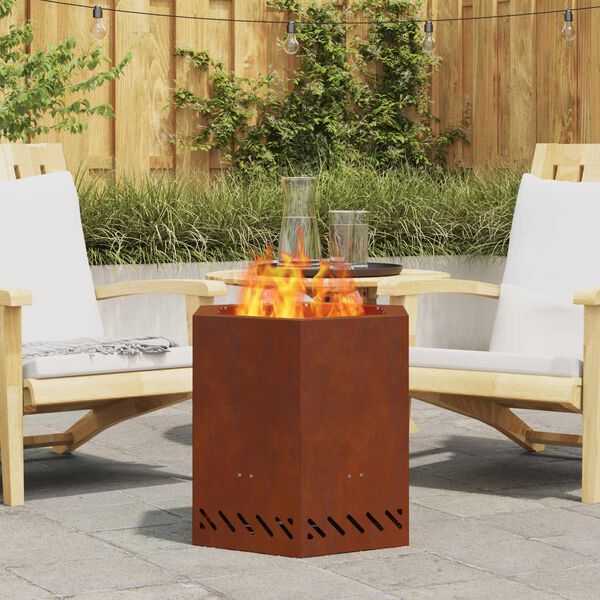 vidaXL Smokeless Fire Pit Brown 48 x 48 x 51 cm Weathering Steel