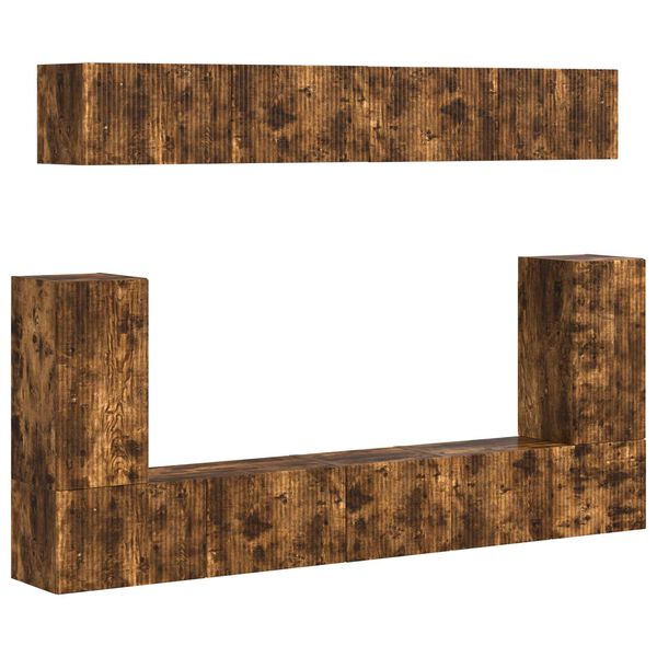 vidaXL TV Cabinet Set Wall-mounted 5 pcs Smoked Oak Engineered Wood