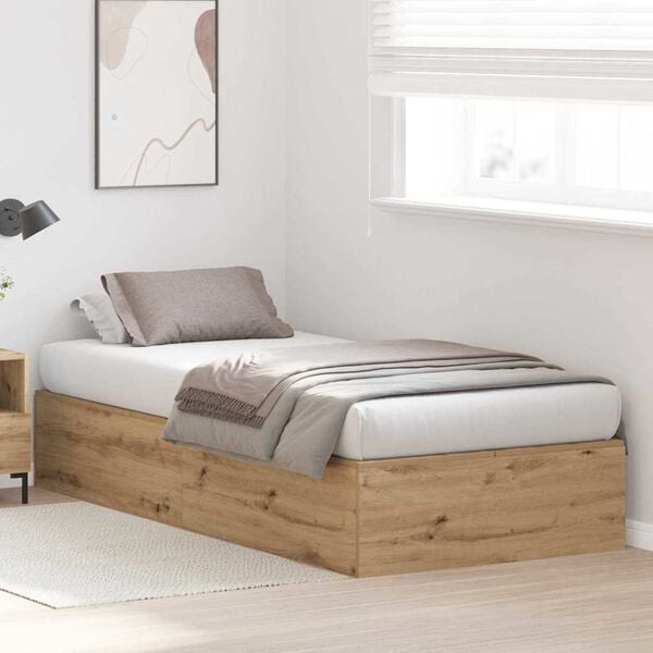 vidaXL Bed Frame with Storage Artisan oak 90 x 200 cm Engineered wood