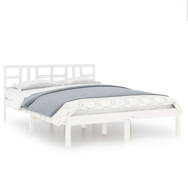 vidaXL Bed Frame without Mattress White 120x190 cm Small Double Solid Wood