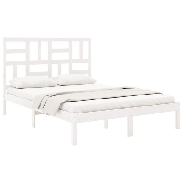 vidaXL Bed Frame without Mattress White Solid Wood 140x200 cm