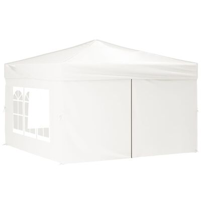 vidaXL Folding Party Tent with Sidewalls White 3x3 m