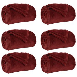 vidaXL Throw Blankets 6 pcs Bordeaux Red 130 x 150 cm 3.04 kg Fleece