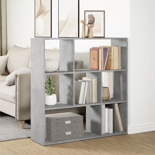 vidaXL Room Divider Bookcase Concrete Grey 102x29x103.5 cm Engineered Wood