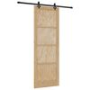 vidaXL Sliding Door Natural and Black 83 x 232 cm Solid Pine Wood