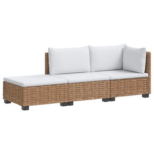 vidaXL 3 pcs Rattan Lounge Set with Cushions GENDT Natural Rattan