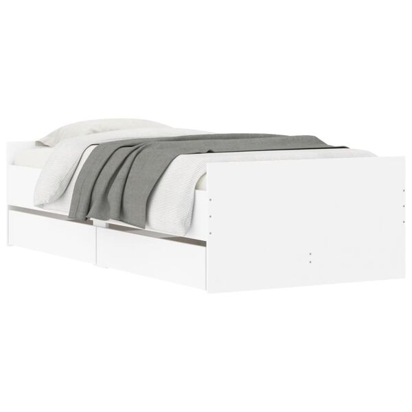 vidaXL Bed Frame with Drawers without Mattress White 100x200 cm