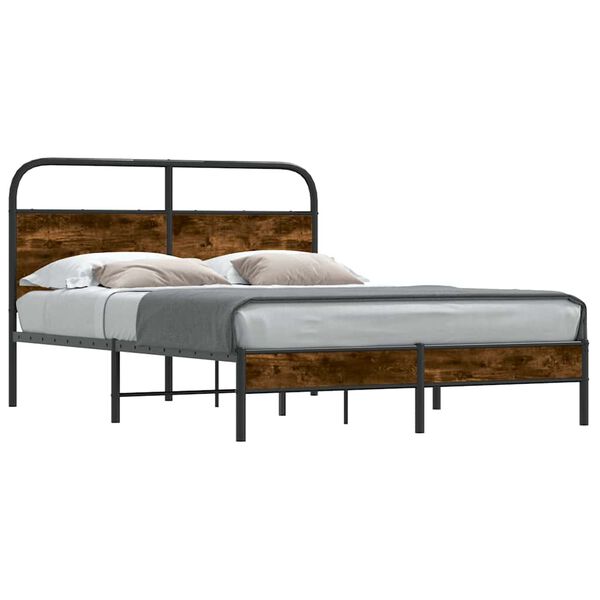vidaXL Bed Frame Without Mattress 120x190 cm Smoked Oak Engineered Wood