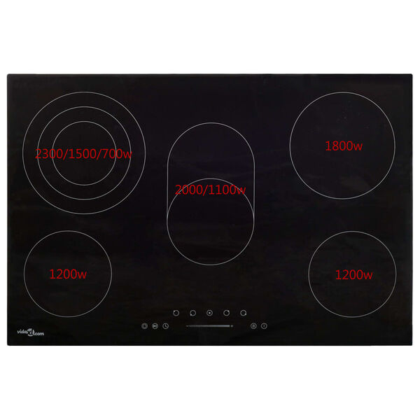 vidaXL Ceramic Hob with 5 Burners Touch Control 90 cm 8500 W