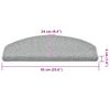 vidaXL Stair Mats 30 pcs 65x24x4 cm Light Grey Half Round Large