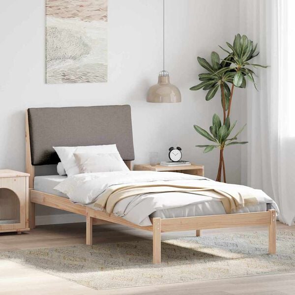 vidaXL Bed frame Brown and taupe 100 x 200 cm Solid pine wood