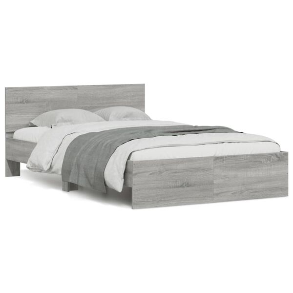 vidaXL Bed Frame without Mattress Grey Sonoma 120x200 cm