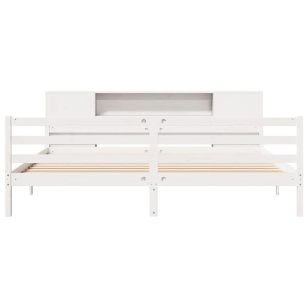vidaXL Bookcase Bed without Mattress White 200x200 cm Solid Wood Pine