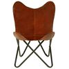 vidaXL Butterfly Chair Brown Kids Size Real Leather