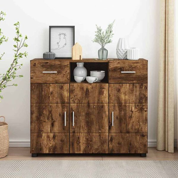 vidaXL Sideboard Smoked oak 88.5 x 30.5 x 73 cm Engineered Wood
