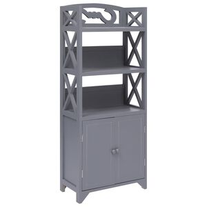 vidaXL Bathroom Cabinet Grey 46x24x116 cm Paulownia Wood