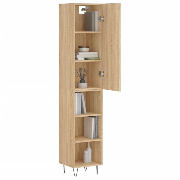 vidaXL Highboard Sonoma Oak 34.5x34x180 cm Engineered Wood
